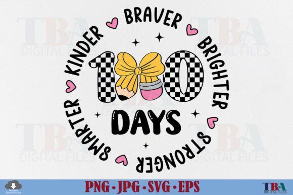 100 Days of School PNG, Pencil Bow SVG for Modern T-Shirt Designs and Branding