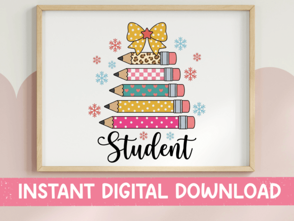 Christmas Pencil Tree Snowflake Graphics