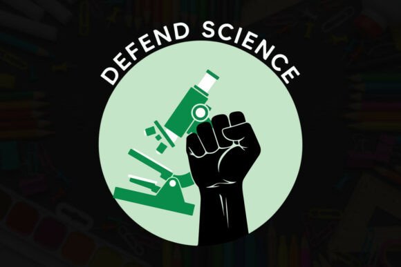 Defend Science with Fist Typography Graphics