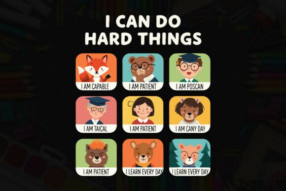 Growth Mindset Affirmations Grid Graphics