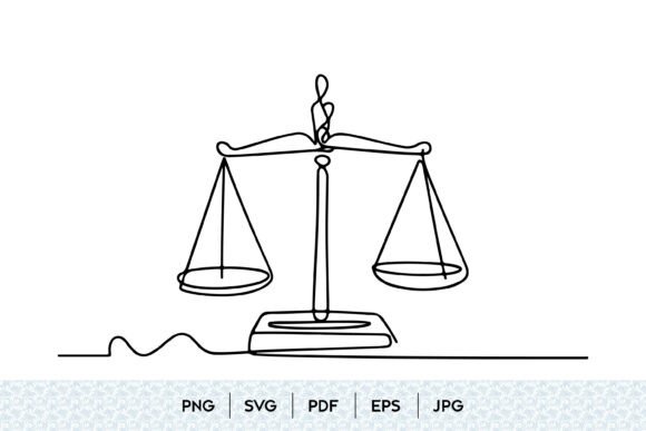 Justice Scale Line Art SVG: Graphics and Illustrations