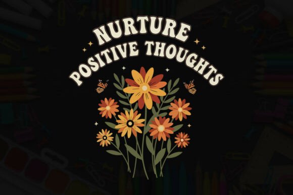 Nurture Positive Thoughts Retro Art Graphics