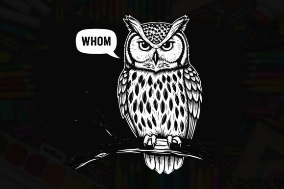 Owl on Branch Whom Typography Design Graphics