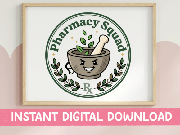 Pharmacy Squad Mortar and Pestle Badge: Graphics for T-Shirt Designs
