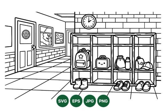 School Hallway Line Art SVG: A Versatile Graphic Design Asset for Content Creators