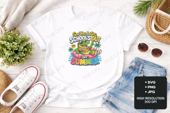 See You Later Summer Crocodile SVG: A Playful Graphic for T-Shirt Designs