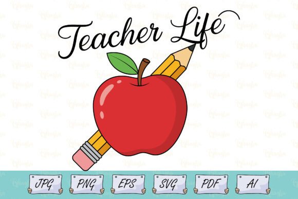 Teacher Life Apple Pencil Shirt SVG Graphics