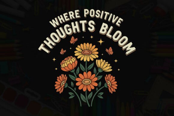 Where Positive Thoughts Bloom Floral Graphics and T-Shirt Designs
