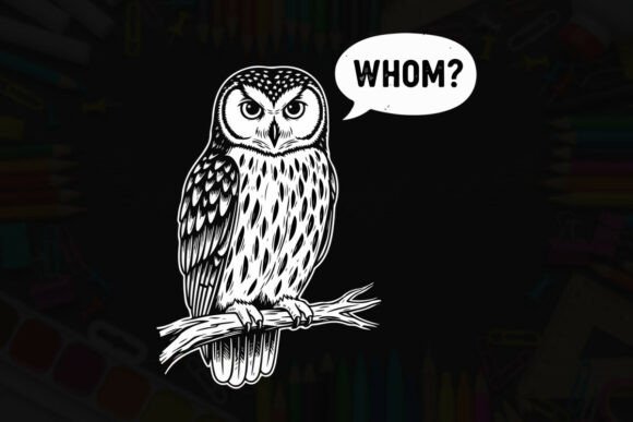 Wise Owl Ponders Whom Typography Design